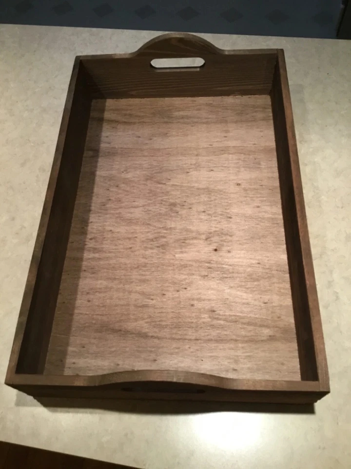 HARRY & DAVID WOODEN SERVING TRAY WITH HANDLES DOVETAIL CORNERS 17x11 - NEW - Image 3 of 4