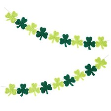 St. Patrick's Day Felt Ball Banner 8.2 ft Lucky Garland Handmade Pom Shamrock