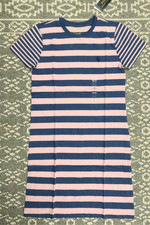 New Polo Ralph Lauren Women's Striped T-Shirt Dress - SMALL - Pink / Blue