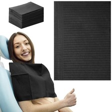 Black Disposable Dental Bibs 3-Ply Waterproof Tattoo Towels 500 Count 13 x 18 in