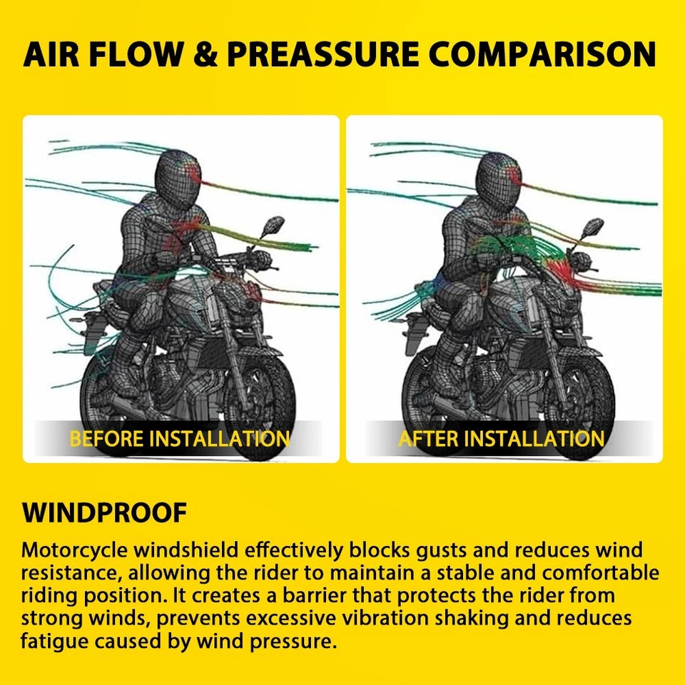 19"x 17" Universal Smoke Motorcycle Windshield For 7/8" & 1.25" 1"& Handlebar - Image 4 of 4