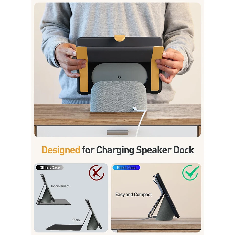 For Google Pixel Tablet 2023 Magnetic Folio Stand Case Shockproof Cover Yellow - Image 2 of 4