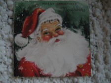 Vtg Hallmark CHEERFUL SANTA to NEIGHBORS Christmas Card UNUSED