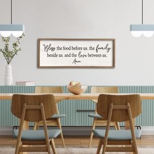 Bless The Food Before Us Sign Wall Decor 40"x15" Large Farmhouse Dining Room Wal