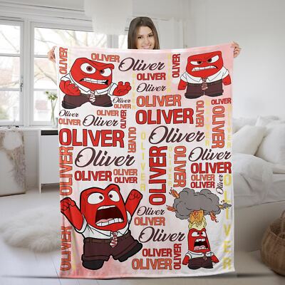 Personalized Anger Watercolor Disney Pixar Inside Out Blanket, Disgust Sadness