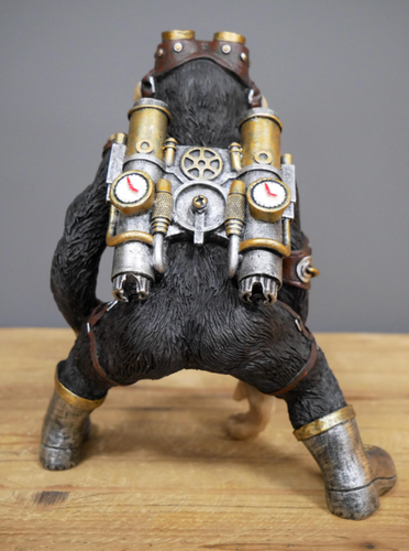 Steampunk Gothic Fantasy Themed Metallic Monkey Decorative Ornament Statue - Picture 3 of 5