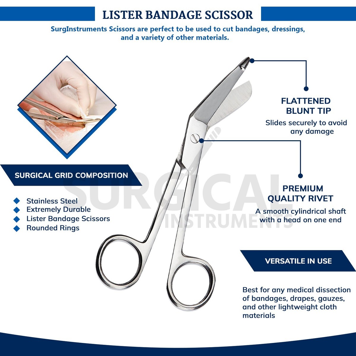 Dynarex 4180 Bandage Shears 7½ In. Black Scissors (Each - Foto 5