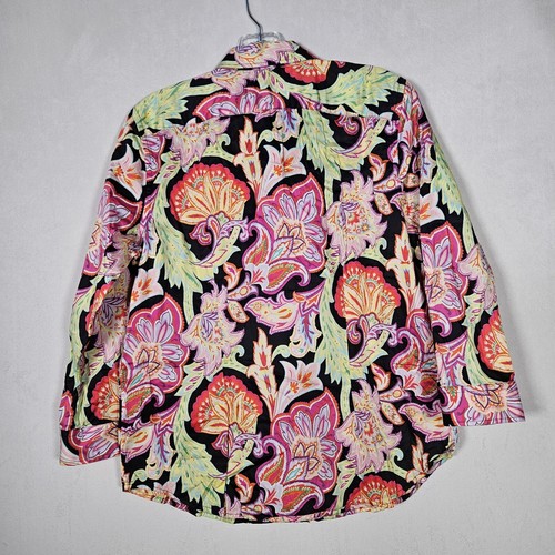 Chemisier Lauren Ralph Lauren multicolore cachemire chemise fleurie coton bouton taille L - Photo 7/12