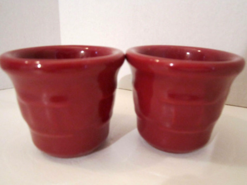 Set of 2 Longaberger Pottery Woven Traditions Paprika Votive Candle Holders Usa