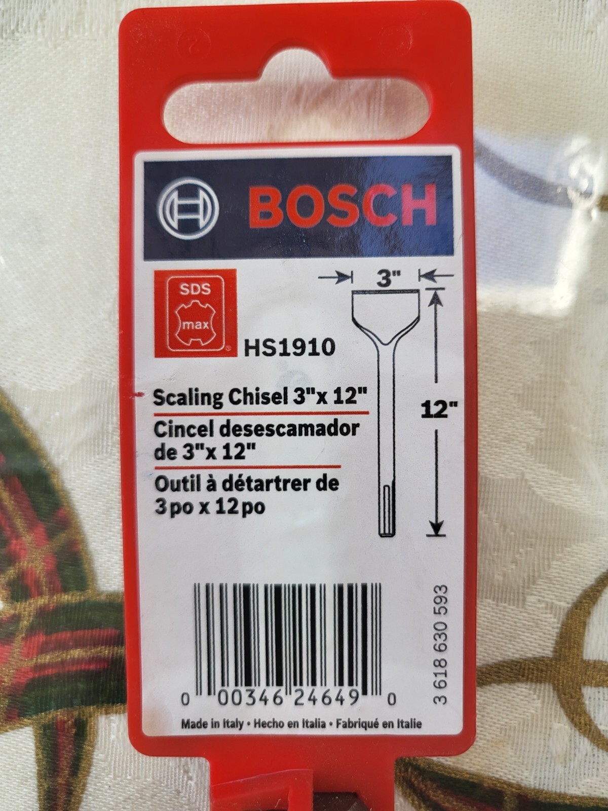 Bosch HS1910 Flat Scaling Chisel SDS Max Shank Alloy Steel 3 in W x 12 in L 346246490 | eBay
