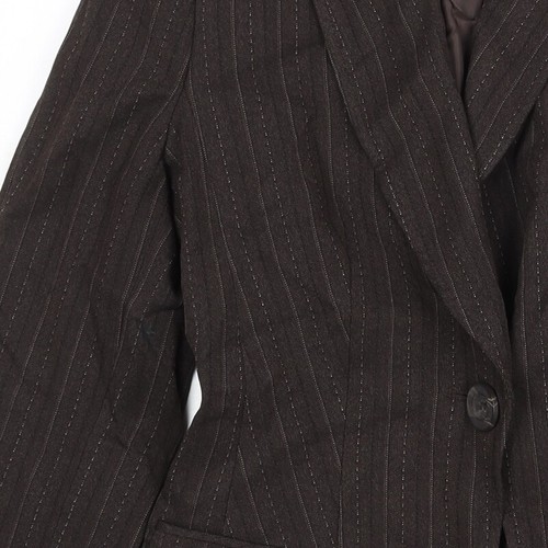 NEXT Womens Brown Pinstripe Polyester Jacket Suit Jacket Size 8 - Picture 10 of 10