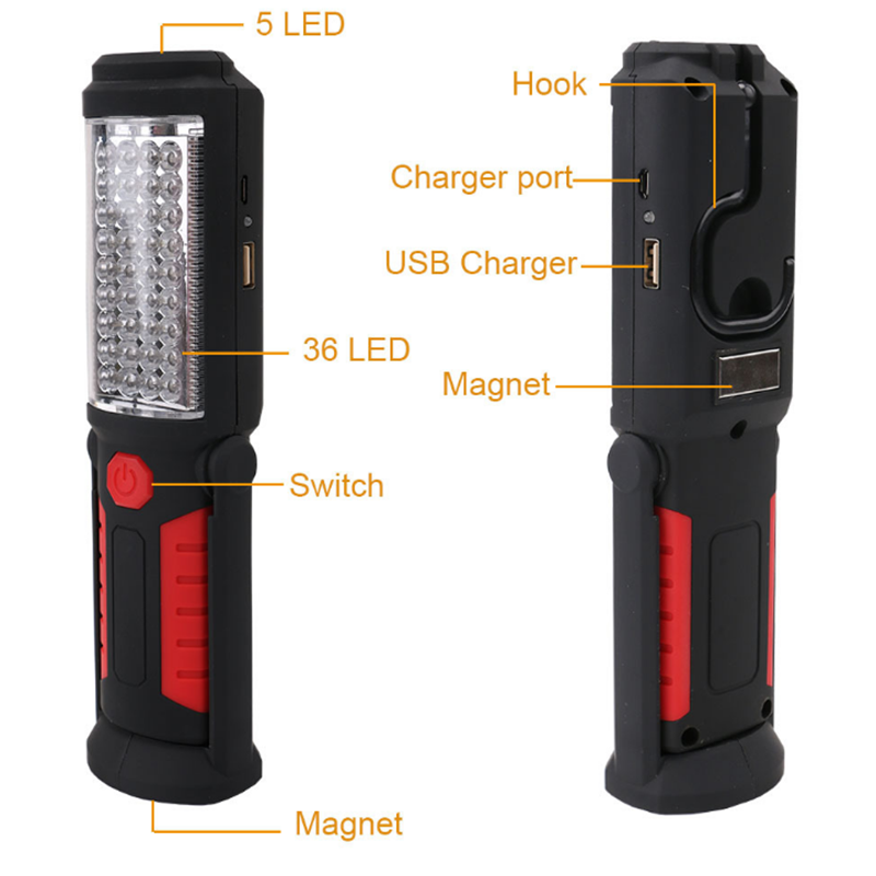 Torcia LED COB Bianca Da Lavoro – Tascabile Con Magnete, Meccanico/elettricista