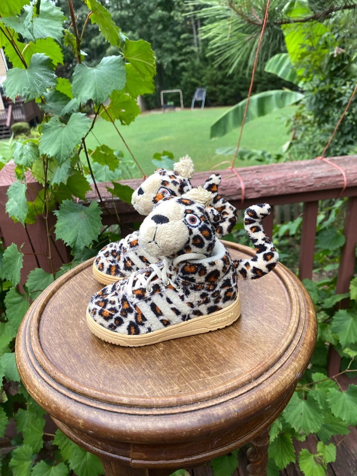 Kids SIZE 5K Adidas ORIGINAL Jeremy Scott LEOPARD  Fur Tails V24578 BABY TODDLER - Image 2 of 4