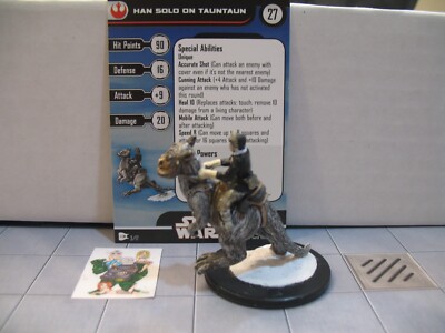 =Star Wars Miniatures BATTLE OF HOTH Han Solo on Tauntaun 3/17 with card =