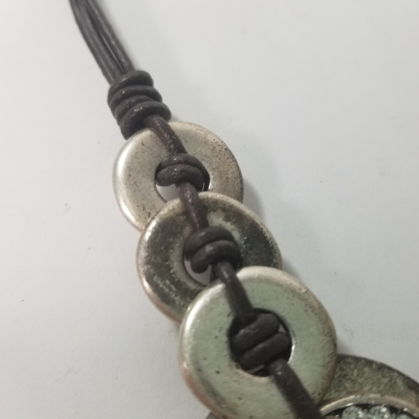 RHINESTONE STATEMENT NECKLACE  Disk Boho , SILVER… - image 2