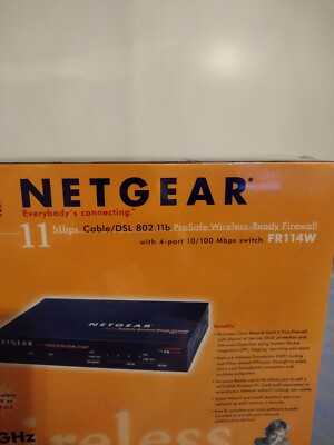 NETGEAR FR114W Pro Safe 802.11b Wireless-Ready Firewall 100 Mbps router Sealed