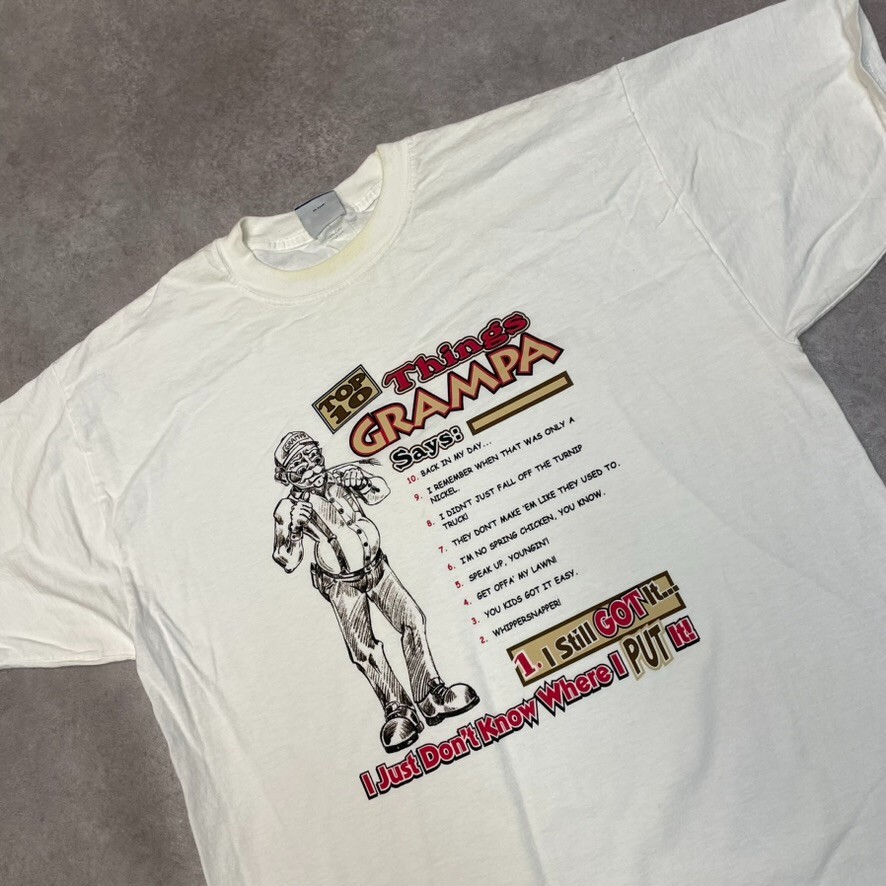 Grampa Humour T-Shirt Mens Graphic Single Stitch Tee White XL image 3