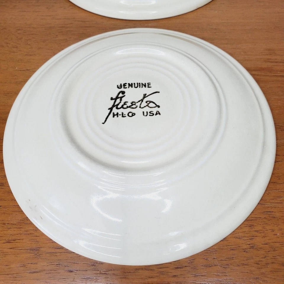 Platillos de marfil Fiestaware de colección platos pequeños de fiesta vajilla de los años 50 MCM Homer HLC Foto 4 de 4