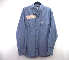 Carhartt Mens Size XL Denim Blue Chambray Button Down Workwear Outdoor
