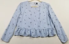 H&M Blouse Women’s 8 Multicolor Striped Floral Long Sleeves Crewneck Viscose Top