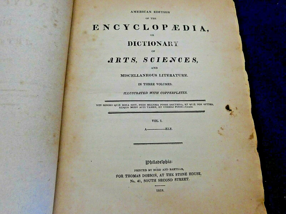 Encyclopedia or Dictionary of Arts, Sciences, and Miscellaneous Lit (1818) Foto 2 de 4
