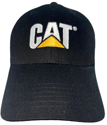 CAT Caterpillar Tractor Co Logo Black Mash Baseball Hat Cap Adjustable Strap NEW