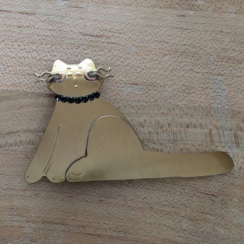Messing Kätzchen Katze Brosche Anstecknadel - Bild 4 von 4