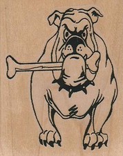 Dog With Bone 2 1/4 x 2 3/4" Rubber Stamp, Dog Stamp, Dog with Bone Stamp