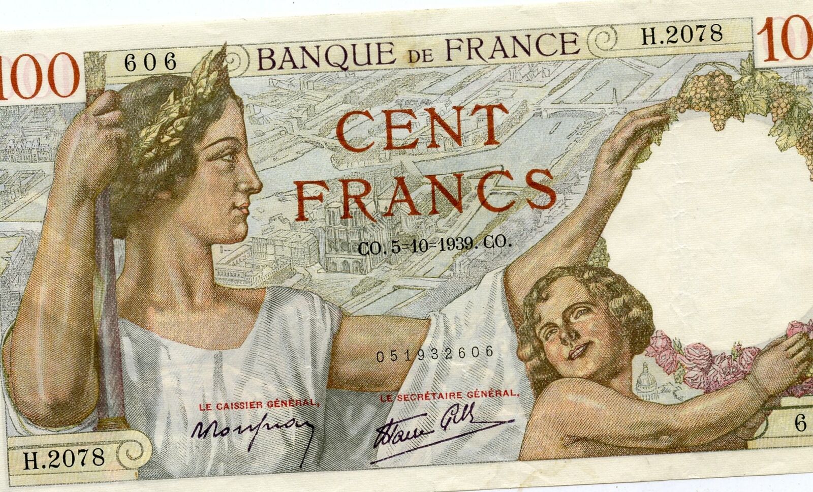 Europe, France 100 Francs 5.10.1939
