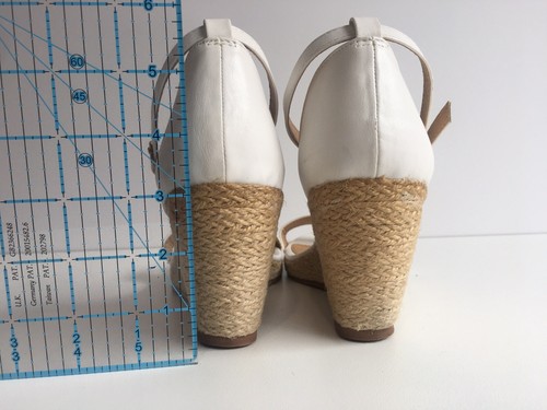 Novo Size 40 Yalamba White Espadrilles Wedge Ankle Strap Buckle Open Toe Heels - Picture 8 of 10