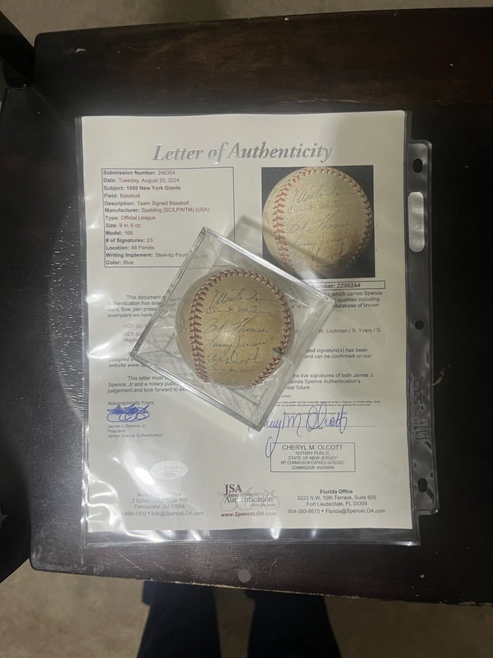 1950 NY Giants Team Signed Baseball Monte Irvin Bobby Thomson 24 Autos JSA LOA! - Image 2 of 4