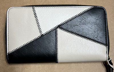 Women’s Universal Thread Zip Around Large Wallet Black/Tan NWT | eBay