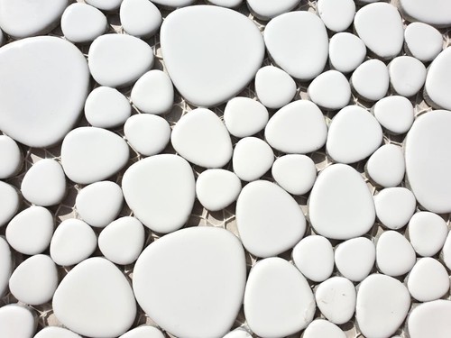 Ceramic Mosaic Peppels Pebbles White Wall Kitchen Shower Bathroom WB12-0102|1 Mat - Picture 2 of 7