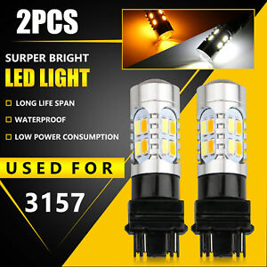 3157 Dual Color Switchback White/Amber Yellow LED Turn Signal Parking Light Bulb