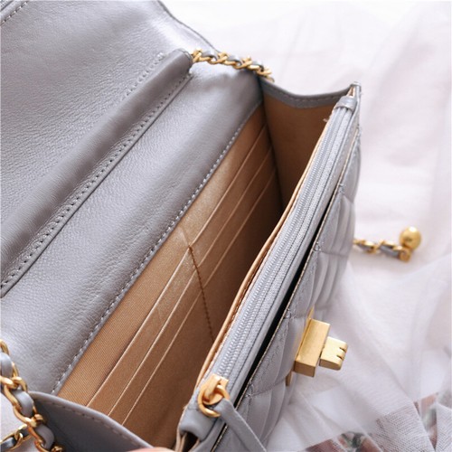 Mini Sheepskin Leather Small Flap Purse Coin Wallet w/ Adjustable Chain Strap - Picture 7 of 18
