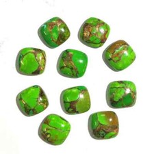 Green Copper Turquoise Cabochon Cushion Shape Loose Gemstone Jewellery.