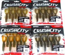Rapala "Crush City" Cleanup Craws (Lot of 4-Packs-7 Per Pack-CC-4-01)