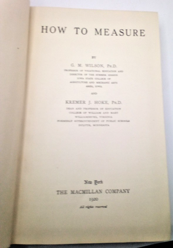 SCARCE/RARE How to Measure 1920 Wilson & Hoke Fold-out charts Textbook/Handbook - Picture 7 of 21
