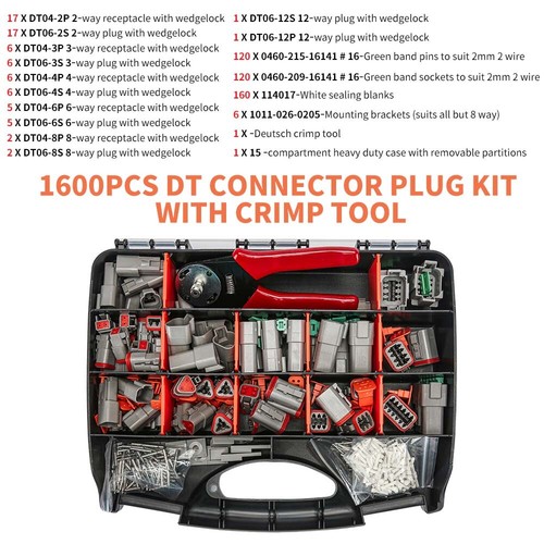 1600Pc Deutsch DT Connector Plug Kit With Genuine Deutsch Crimp Tool Auto Marine - Picture 13 of 15