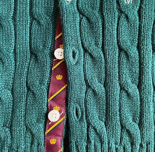 Vintage Ralph Lauren Baby Polo Wool Cable-Knit Button Up Classic Green Sweater - Picture 8 of 10