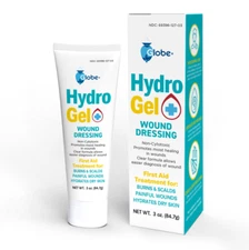 Globe Hydrogel First Aid Wound Dressing, (3 oz Tube) Soothing Antiseptic Gel