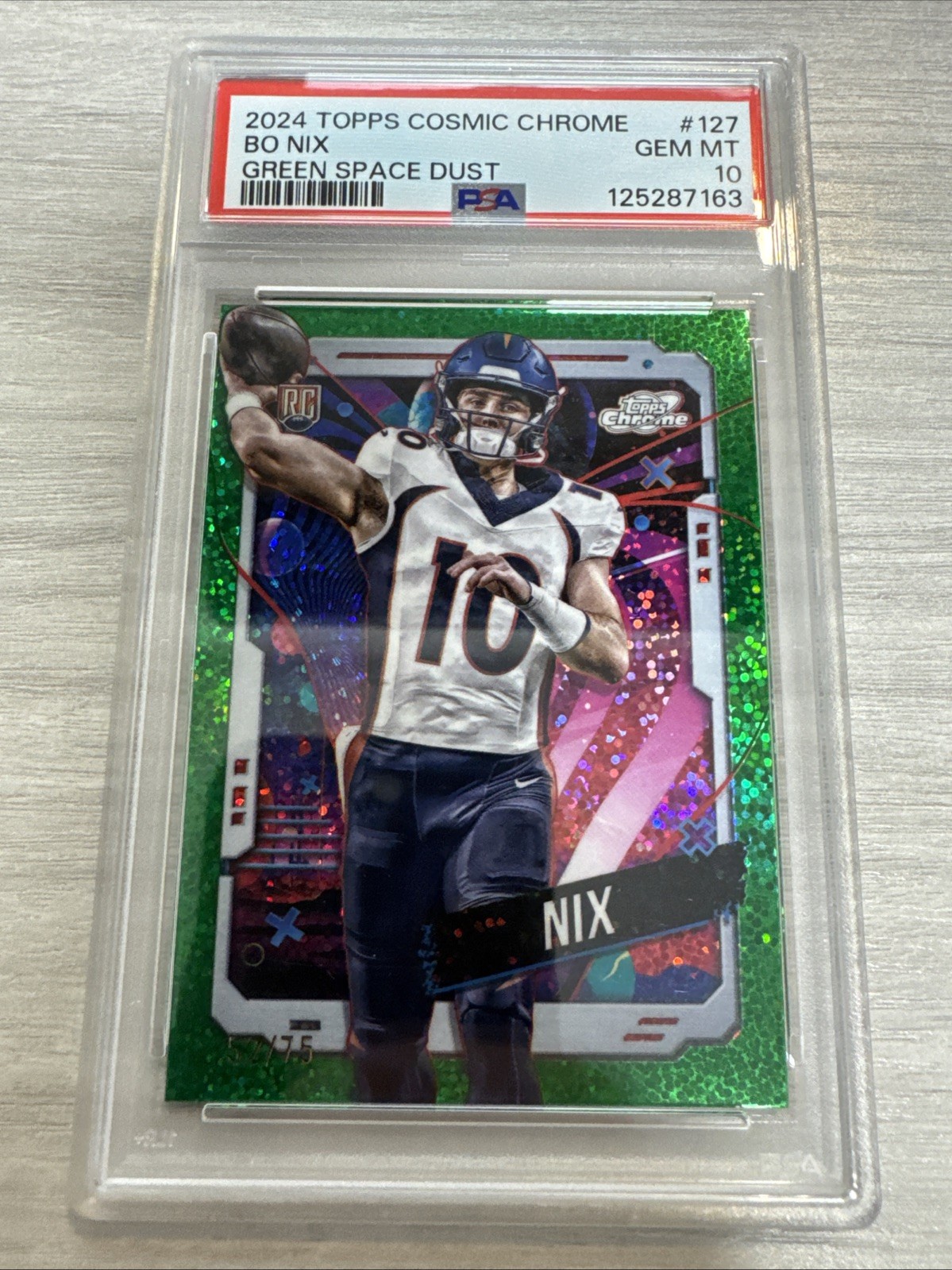 Bo Nix Topps Cosmic Chrome #127 Green Space Dust