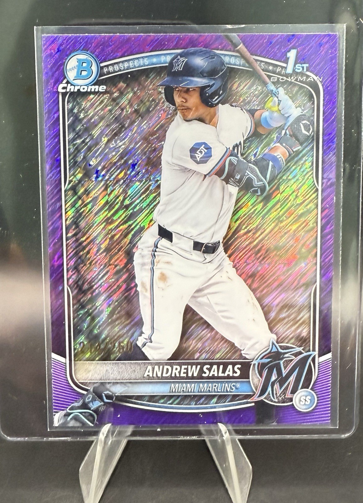 ANDREW SALAS 2025 BOWMAN CHROME 1ST PURPLE SHIMMER MARLINS /250