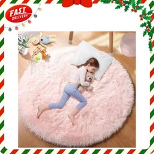 Super Soft Fluffy Indoor Area Rugs 4x4 Feet, Fuzzy Rugs for Bedroom Living Room