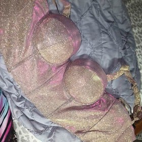 Windsor Shimmer Sparkle Corset Top Large - Pink Gold Holographic Glam Party Top
