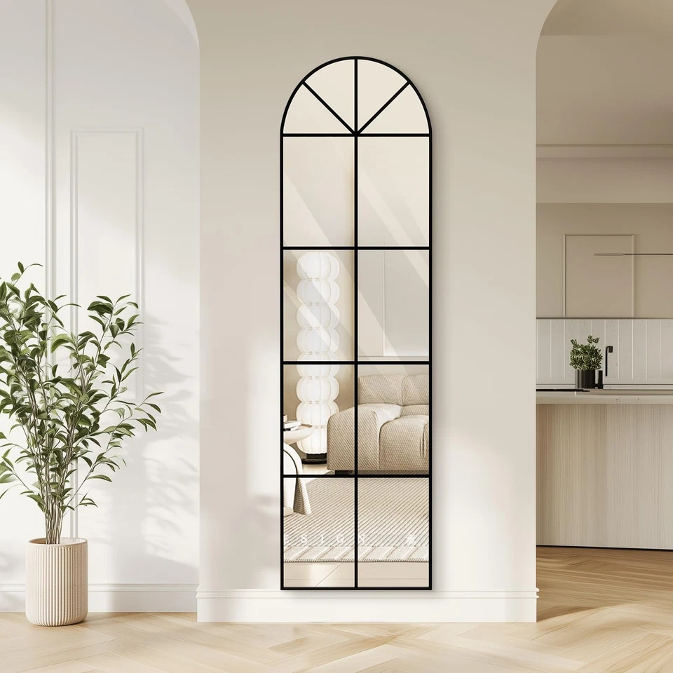 Arched Full Length Window Mirror, 16x56 Windowpane Body Mirror with Metal Fra... - Image 4 of 4