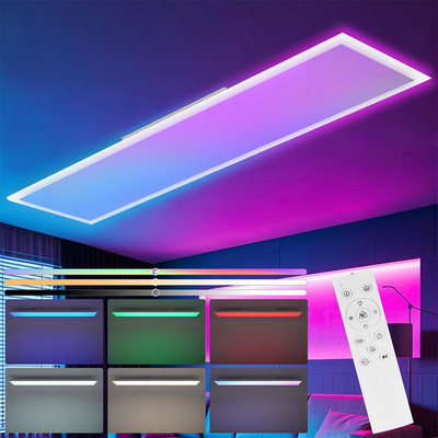 LED Deckenlampe Deckenleuchte 120x30CM Panel Ultraflach Fernbedienung Dimmbar DE