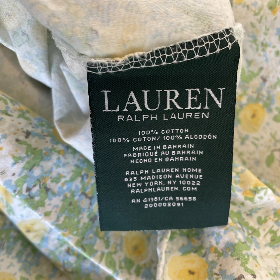 LAUREN Ralph Lauren Amarillo Verde Floral 2 King Fundas de Almohada Retro Vintage Algodón Foto 4 de 4