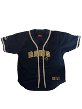 VF Imagewear St. Louis Rams Button Down Jersey Men's Large, Navy Gold