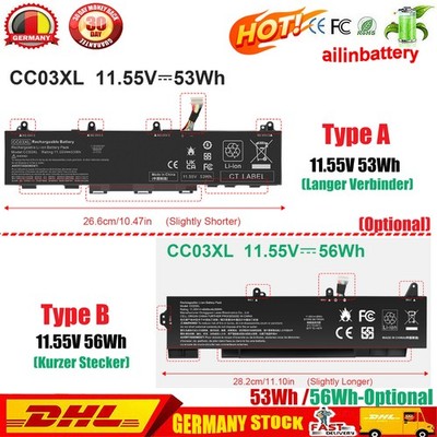  NEU AKKU CC03XL für HP EliteBook 830 835 840 845 850 855 G7 G8 Series 53wh/56Wh